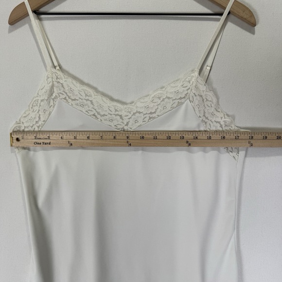 White House Black Market Top Womens XL White Lace Trim Cami Siren Fairy Coquette - Picture 11 of 12